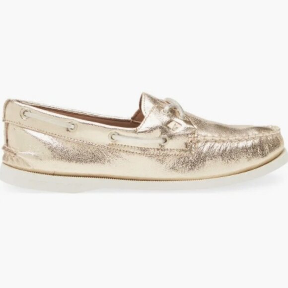 Sperry Authentic Original Boat Shoe – Gold Leather Crinkle – Women’s 9.5M – NWT - Picture 2 of 6